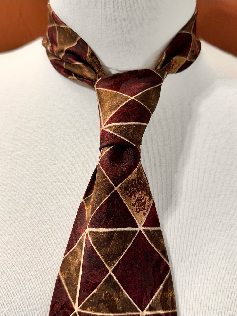 Classic Geometric Burgundy and Brown Men's Tie Robert Talbott